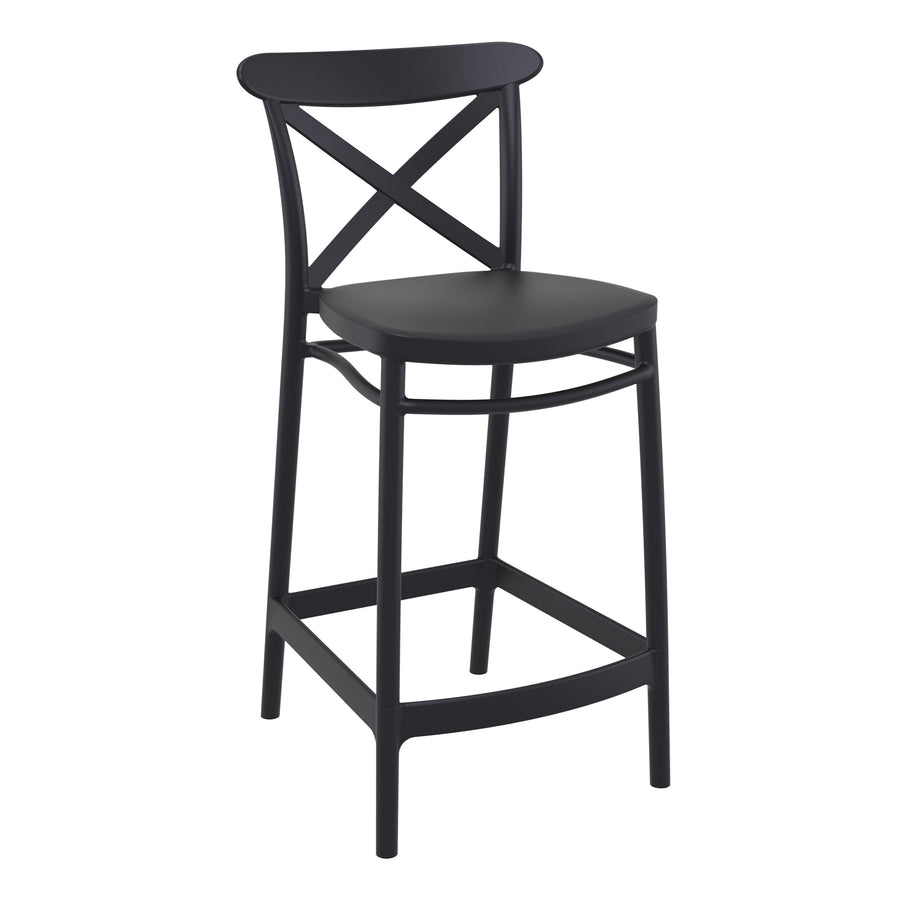 Outdoor Bar Stools - Cruz Outdoor Counter Stool Black 65cm