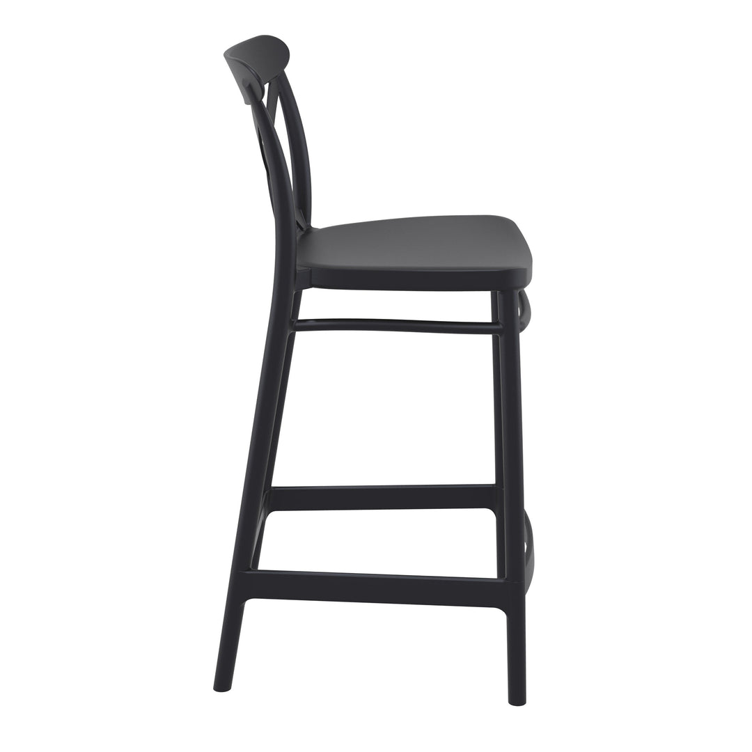 Outdoor Bar Stools - Cruz Outdoor Counter Stool Black 65cm