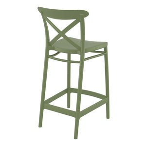 Outdoor Bar Stools - Cruz Outdoor Counter Stool Olive Green 65cm