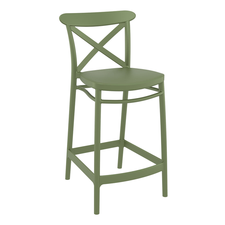 Outdoor Bar Stools - Cruz Outdoor Counter Stool Olive Green 65cm