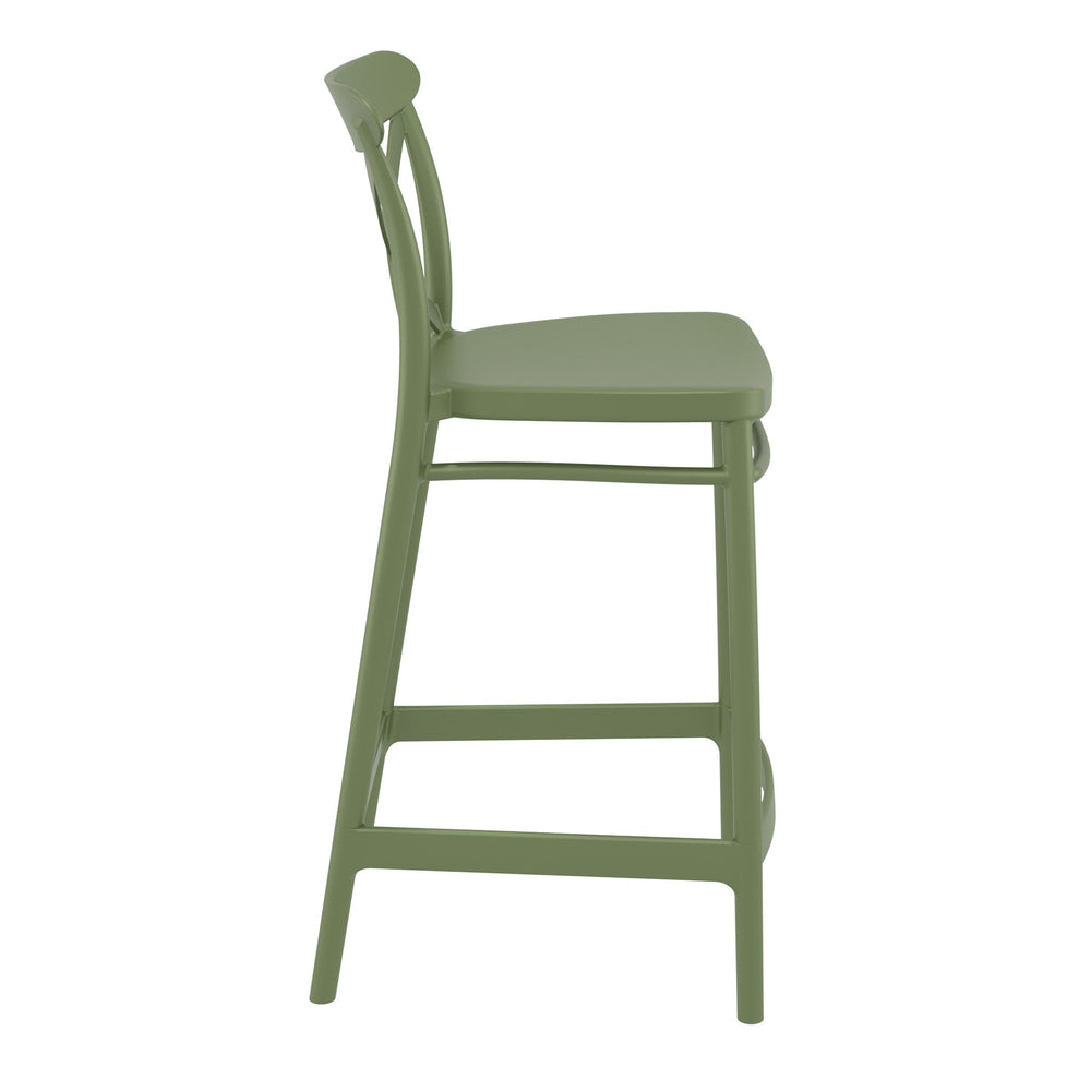 Outdoor Bar Stools - Cruz Outdoor Counter Stool Olive Green 65cm