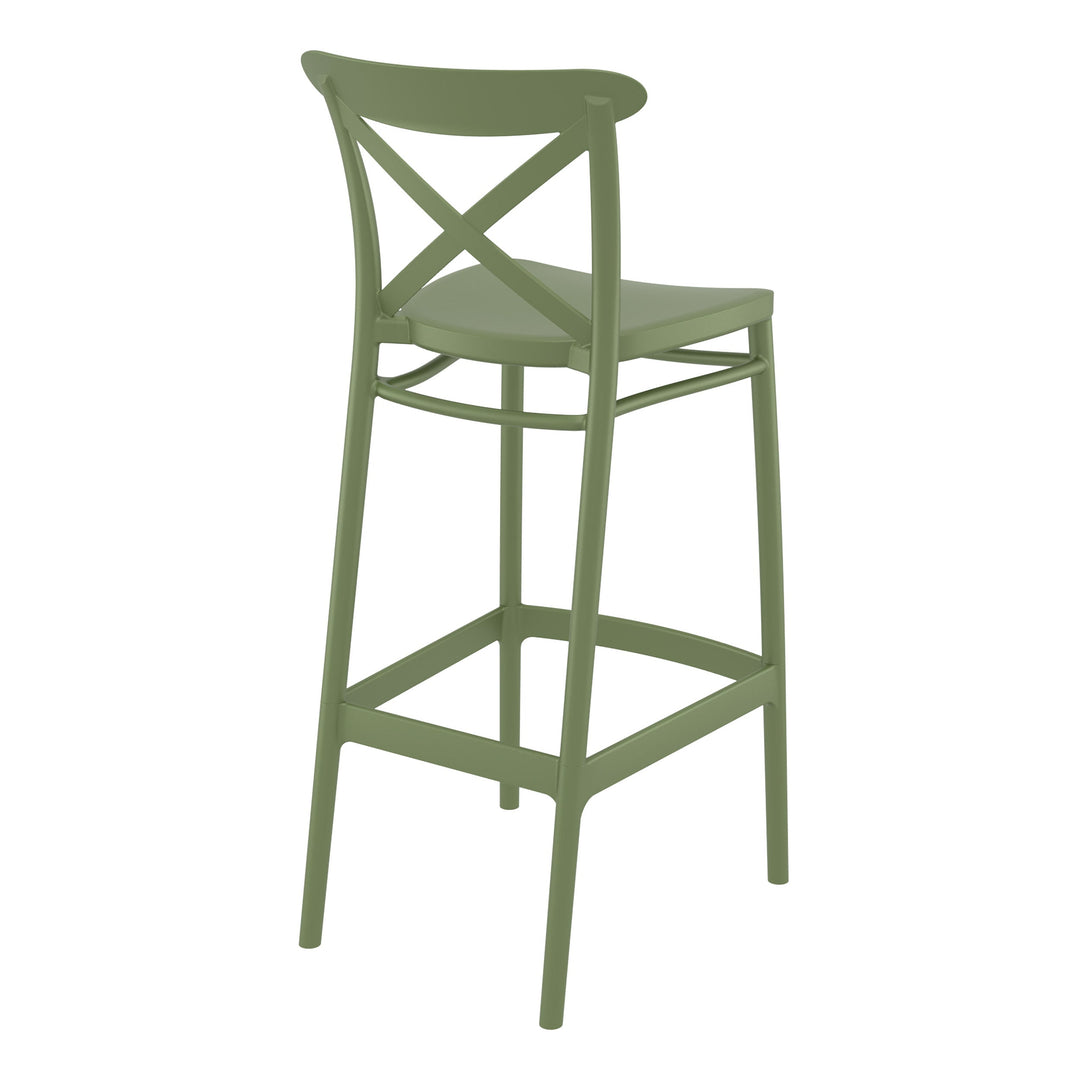 Outdoor Bar Stools - Cruz Outdoor Bar Stool Olive Green 75cm