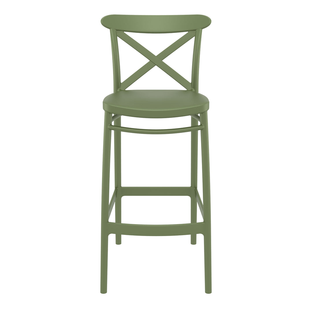 Outdoor Bar Stools - Cruz Outdoor Bar Stool Olive Green 75cm