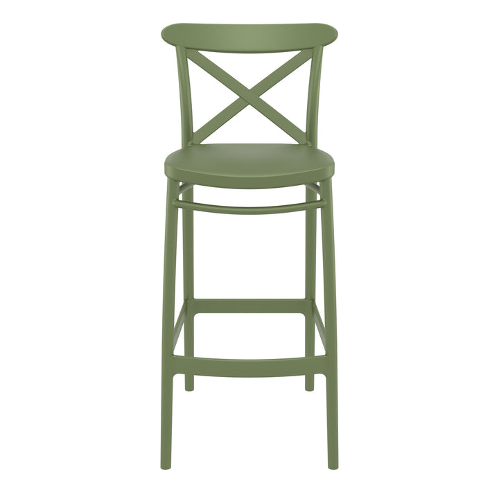 Outdoor Bar Stools - Cruz Outdoor Bar Stool Olive Green 75cm
