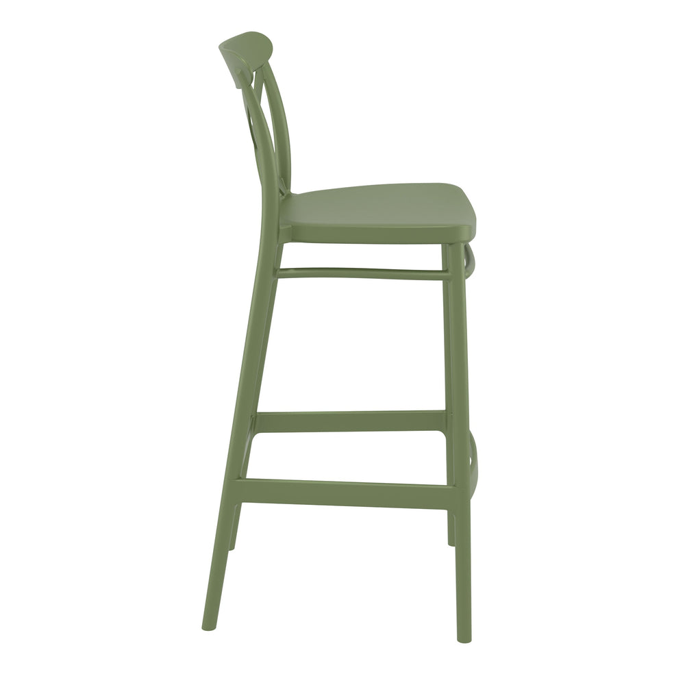 Outdoor Bar Stools - Cruz Outdoor Bar Stool Olive Green 75cm