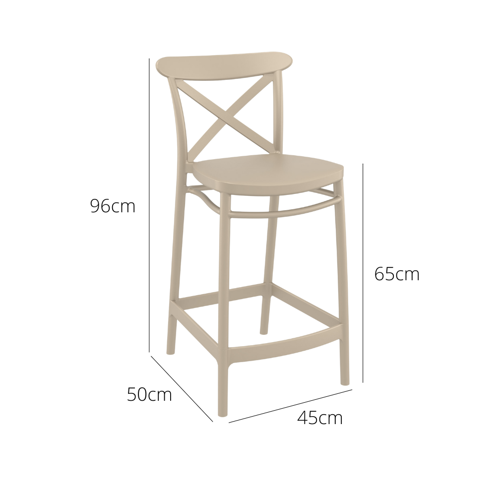 Outdoor Bar Stools - Cruz Outdoor Counter Stool Taupe 65cm