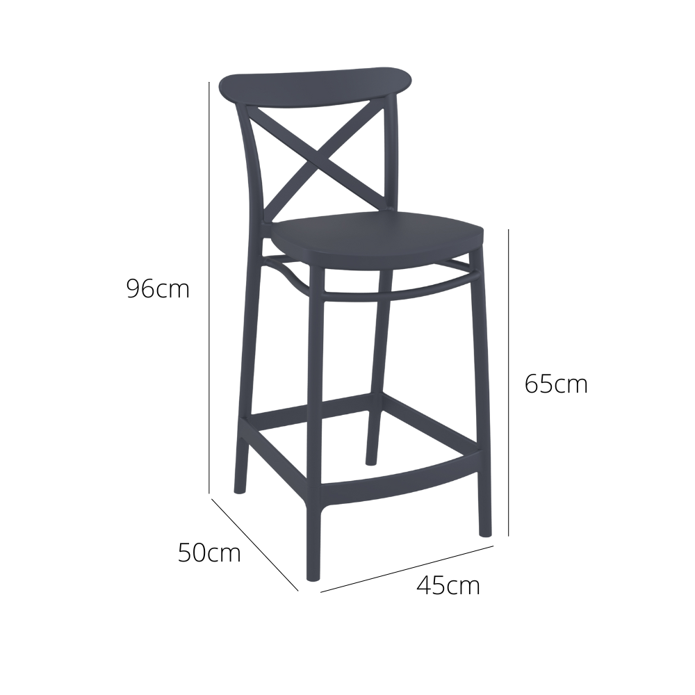 Outdoor Bar Stools - Cruz Outdoor Counter Stool Anthracite 65cm