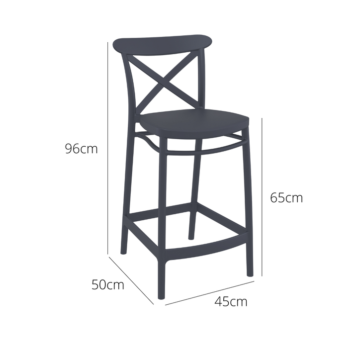 Outdoor Bar Stools - Cruz Outdoor Counter Stool Anthracite 65cm