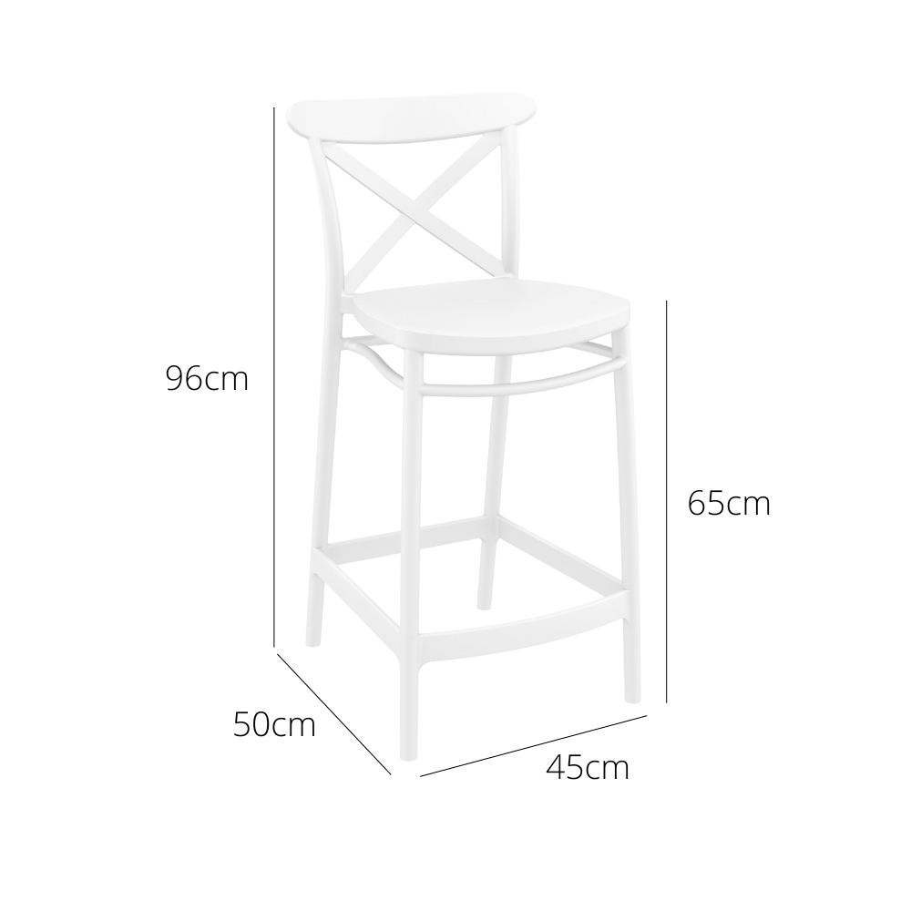 Outdoor Bar Stools - Cruz Outdoor Counter Stool White 65cm