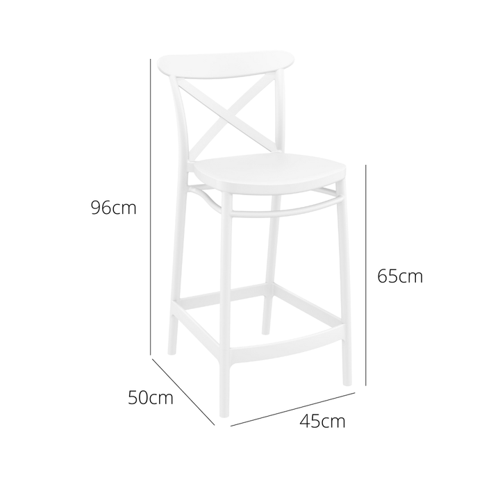 Outdoor Bar Stools - Cruz Outdoor Counter Stool White 65cm