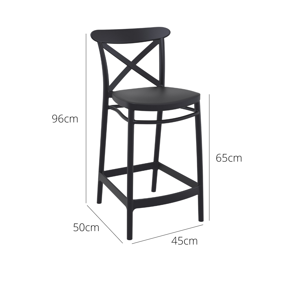Outdoor Bar Stools - Cruz Outdoor Counter Stool Black 65cm