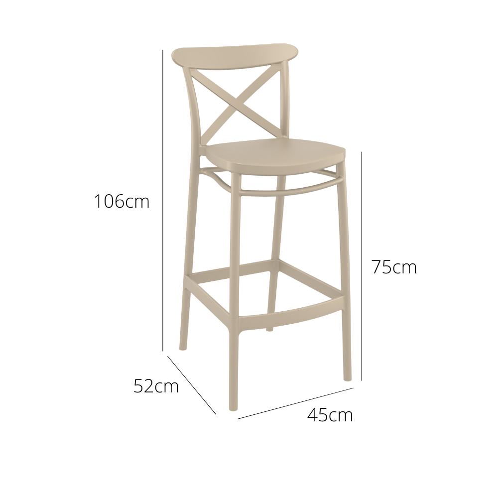Outdoor Bar Stools - Cruz Outdoor Bar Stool Taupe 75cm