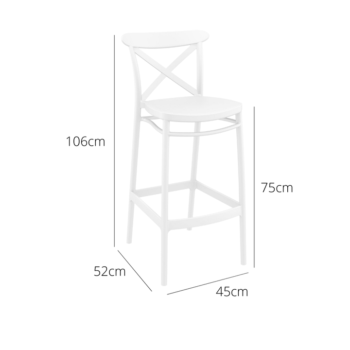 Outdoor Bar Stools - Cruz Outdoor Bar Stool White 75cm