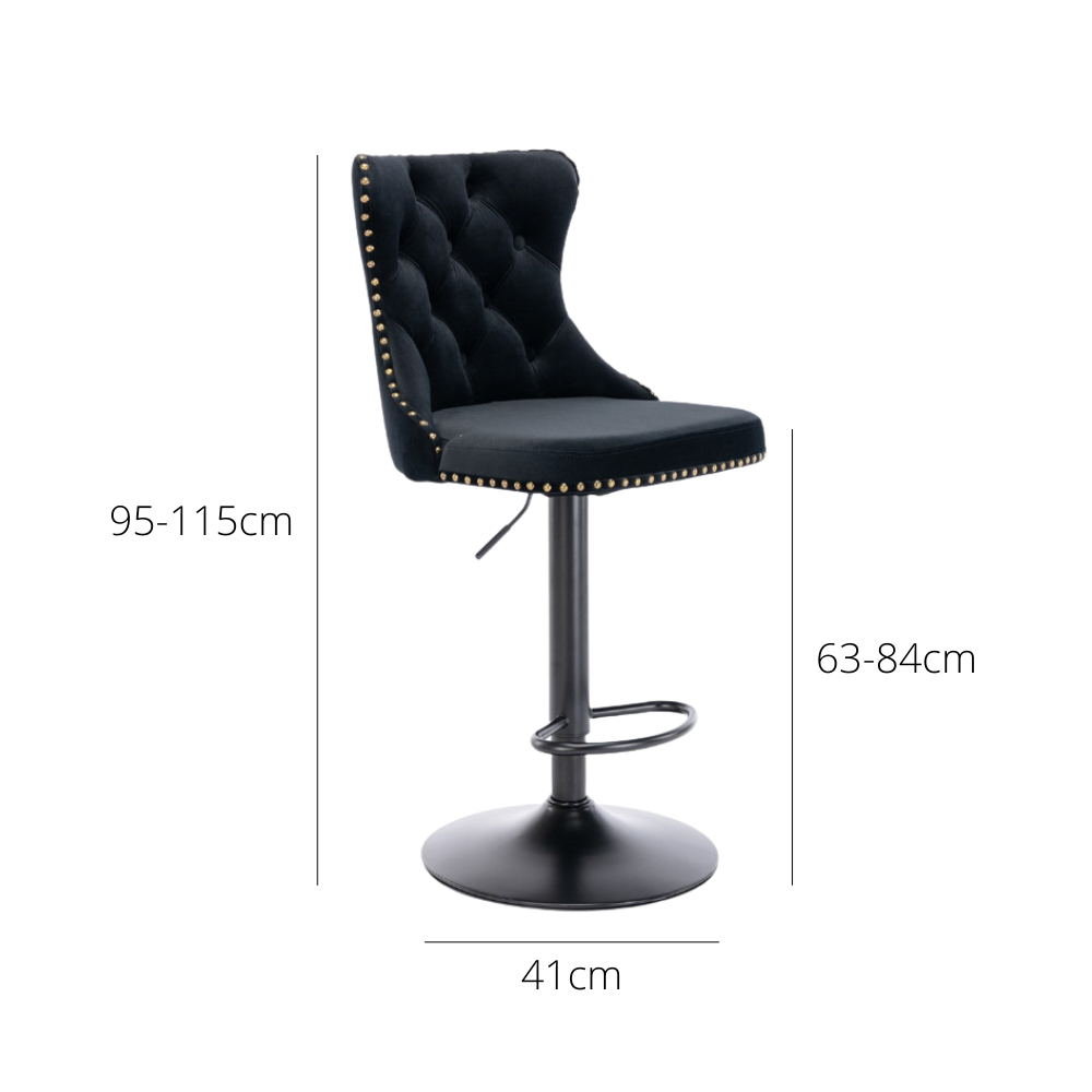 Bar Stools - Sophia Velvet Fabric Bar Stool (Set Of 2) Black