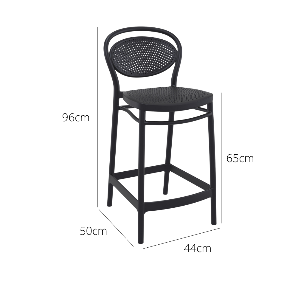 Outdoor Bar Stools - Nova Outdoor Counter Stool Black 65cm