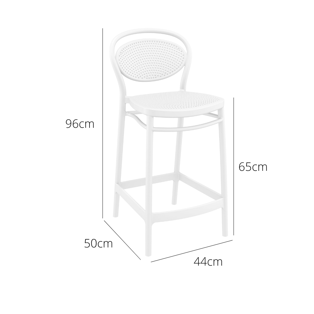Outdoor Bar Stools - Nova Outdoor Counter Stool White 65cm
