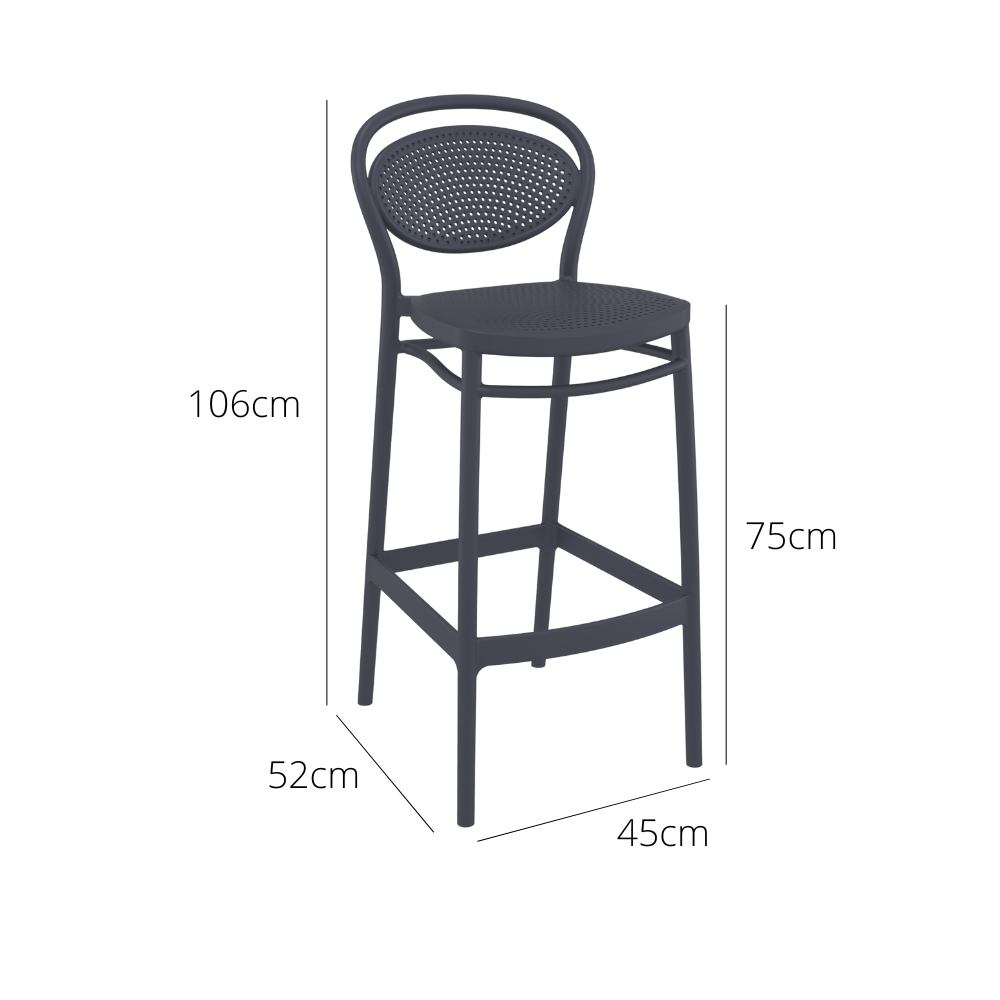 Outdoor Bar Stools - Nova Outdoor Bar Stool Anthracite 75cm