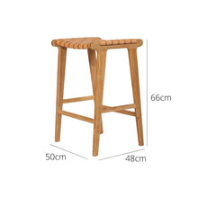 Load image into Gallery viewer, Bar Stools - Karina Leather Counter Stool Backless (Woven) Natural 65cm
