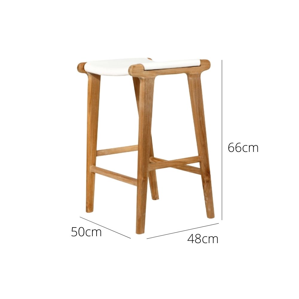 Bar Stools - Karina Leather Counter Stool Backless (Flat) White 65cm