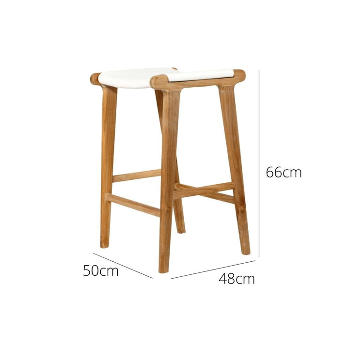 Bar Stools - Karina Leather Counter Stool Backless (Flat) White 65cm