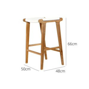 Bar Stools - Karina Leather Counter Stool Backless (Flat) White 65cm