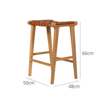 Load image into Gallery viewer, Bar Stools - Karina Leather Counter Stool Backless (Woven) Tan 65cm