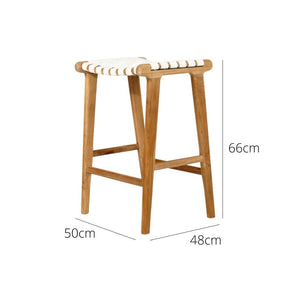 Bar Stools - Karina Leather Counter Stool Backless (Woven) White 65cm