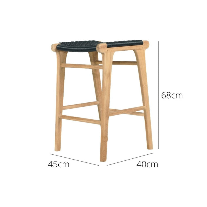Bar Stools - Kai Wooden Counter Stool Backless Black 65cm