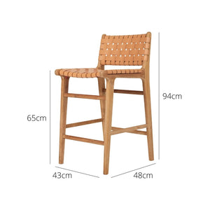 Bar Stools - Karina Leather Counter Stool (Woven) Natural 65cm