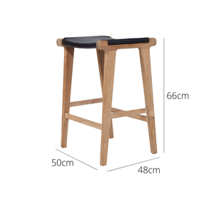 Bar Stools - Karina Leather Counter Stool Backless (Flat) Black 65cm