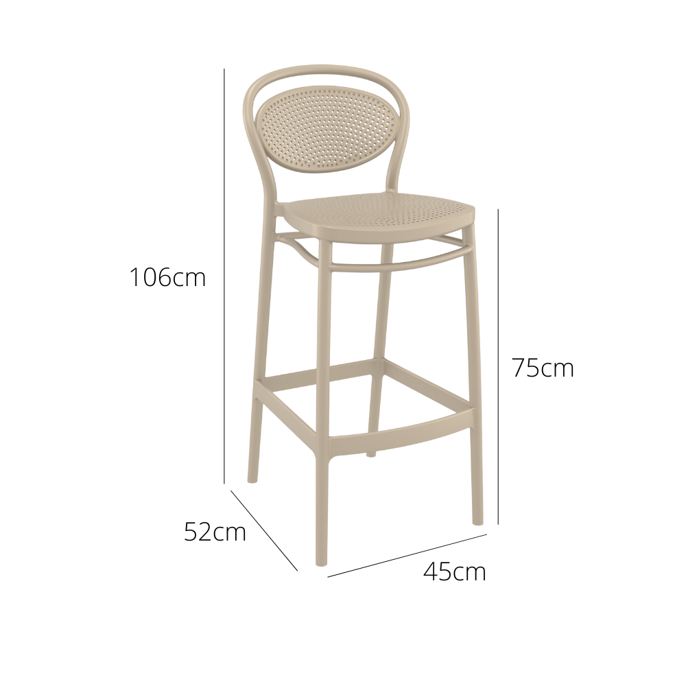 Outdoor Bar Stools - Nova Outdoor Bar Stool Taupe 75cm