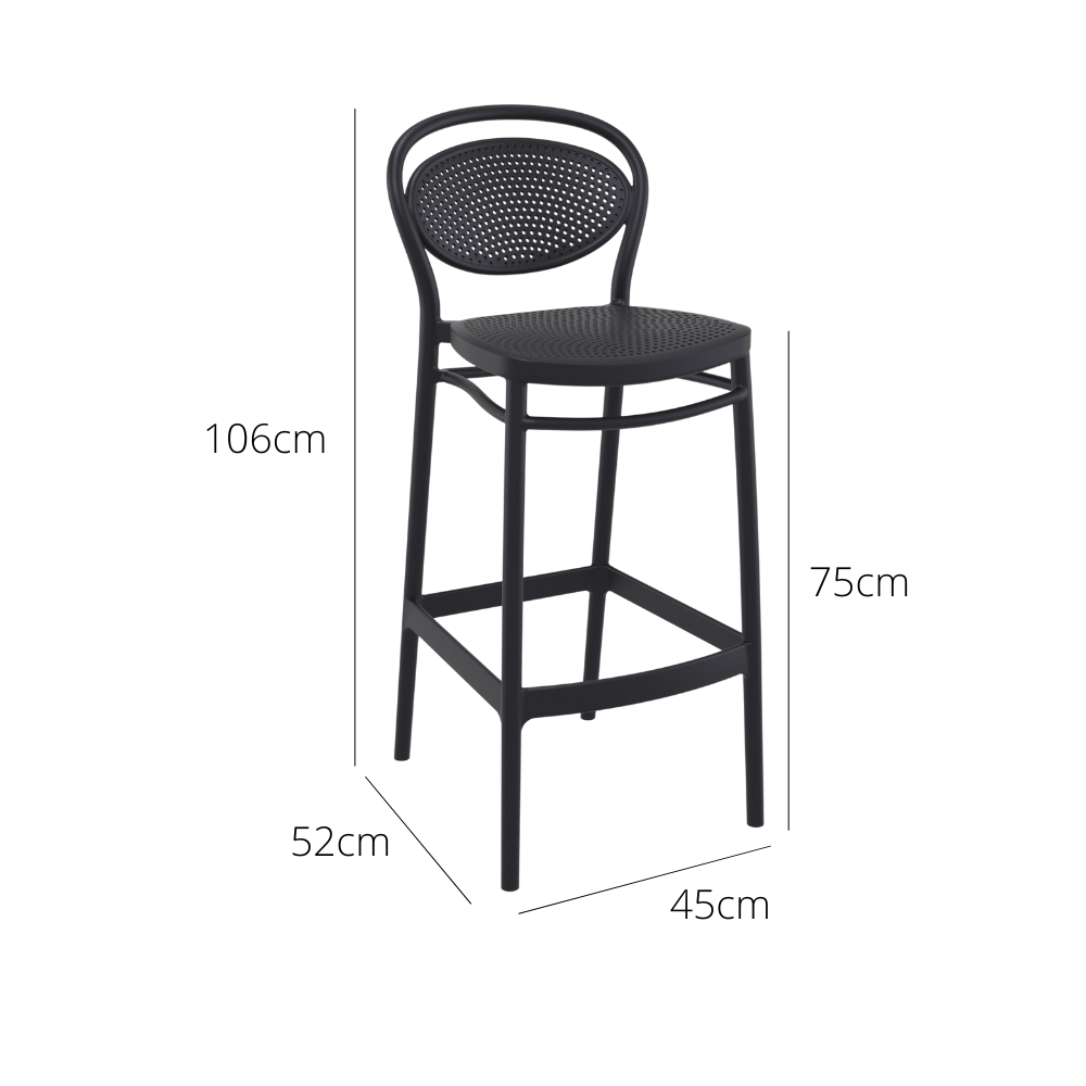 Outdoor Bar Stools - Nova Outdoor Bar Stool Black 75cm