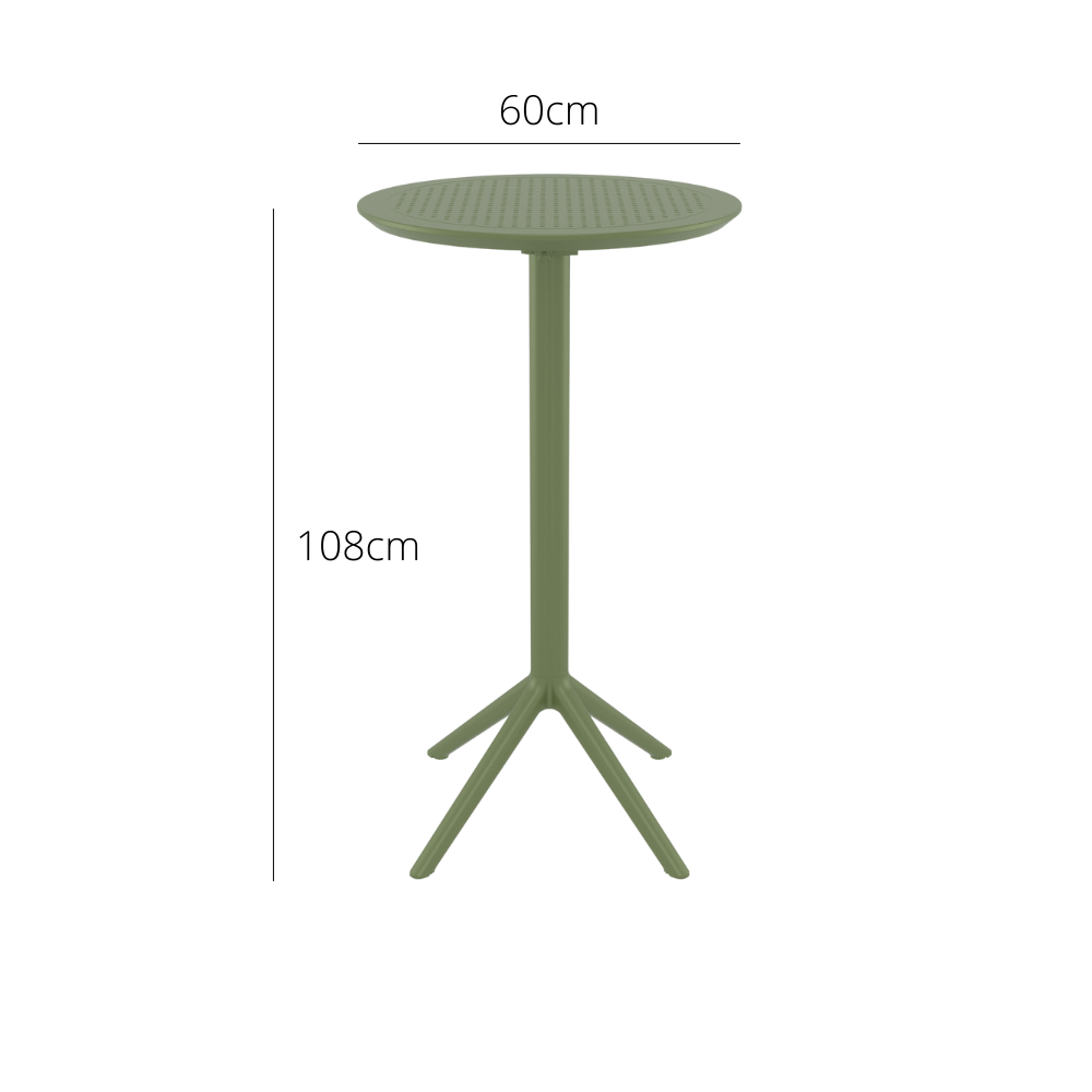 Outdoor Bar Tables - Mika Outdoor Bar Table (Round Top) Olive Green