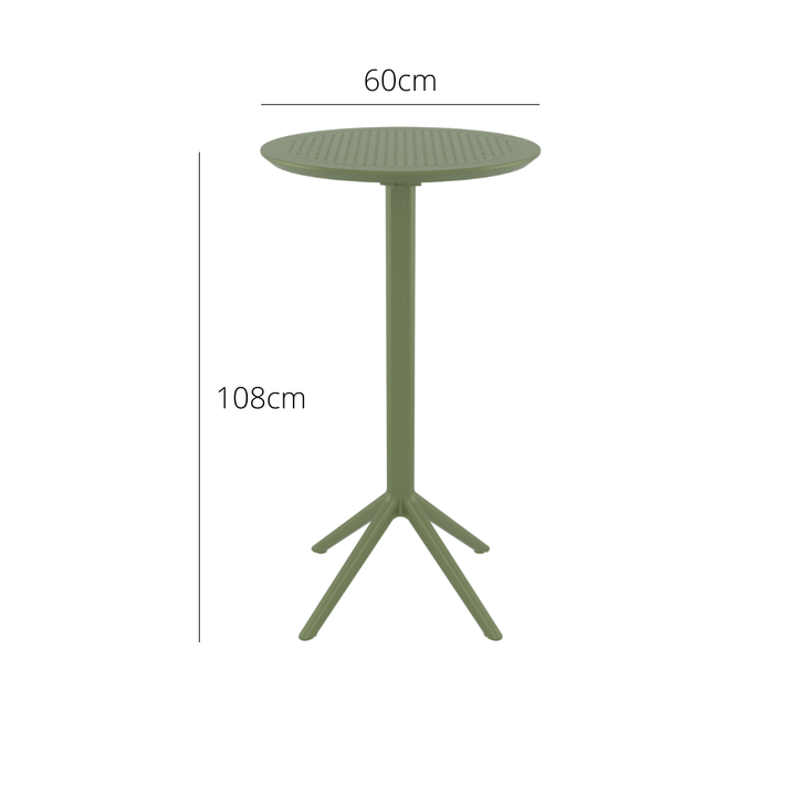 Outdoor Bar Tables - Mika Outdoor Bar Table (Round Top) Olive Green