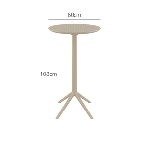 Outdoor Bar Tables - Mika Outdoor Bar Table (Round Top) Taupe