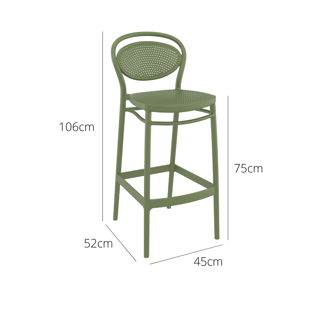 Outdoor Bar Stools - Nova Outdoor Bar Stool Olive Green 75cm