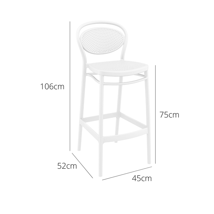Outdoor Bar Stools - Nova Outdoor Bar Stool White 75cm