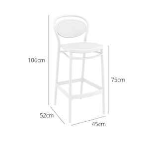 Outdoor Bar Stools - Nova Outdoor Bar Stool White 75cm