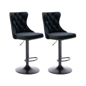Bar Stools - Sophia Velvet Fabric Bar Stool (Set Of 2) Black