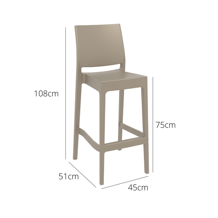 Outdoor Bar Stools - Canyon Outdoor Bar Stool Taupe 75cm
