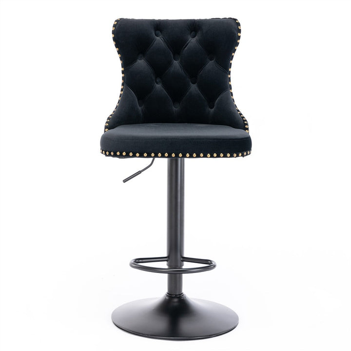 Bar Stools - Sophia Velvet Fabric Bar Stool (Set Of 2) Black
