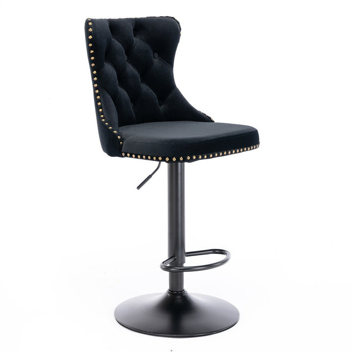 Bar Stools - Sophia Velvet Fabric Bar Stool (Set Of 2) Black