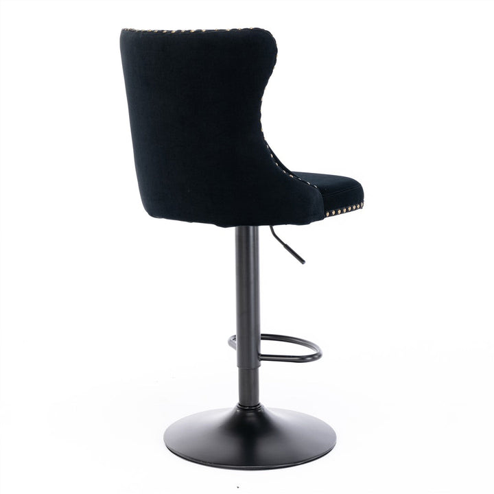 Bar Stools - Sophia Velvet Fabric Bar Stool (Set Of 2) Black