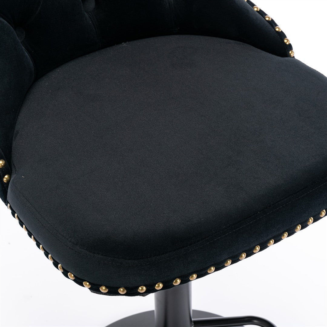 Bar Stools - Sophia Velvet Fabric Bar Stool (Set Of 2) Black