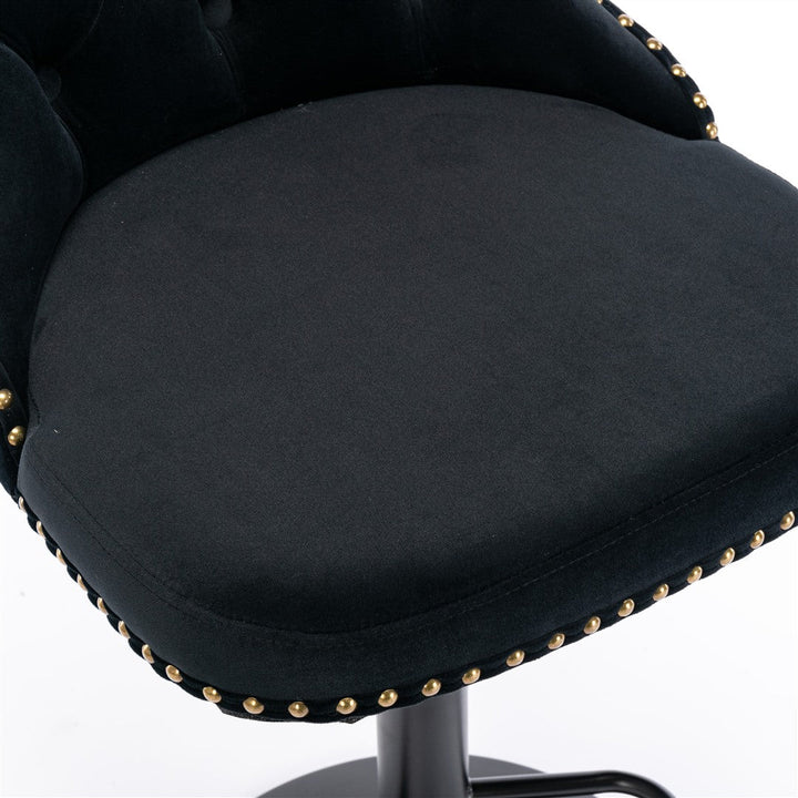 Bar Stools - Sophia Velvet Fabric Bar Stool (Set Of 2) Black
