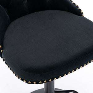 Bar Stools - Sophia Velvet Fabric Bar Stool (Set Of 2) Black