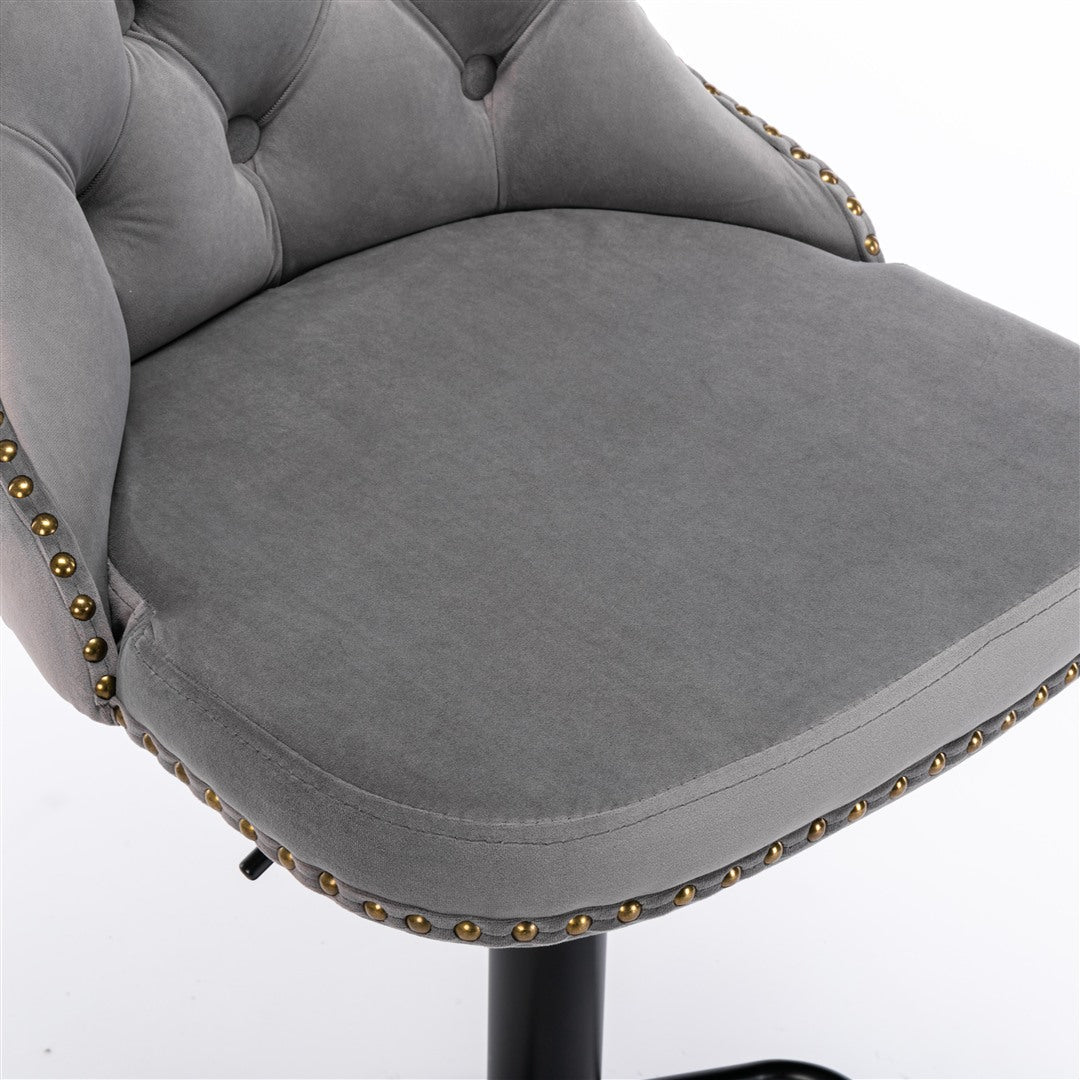 Bar Stools - Sophia Velvet Fabric Bar Stool (Set Of 2) Grey