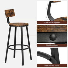 Load image into Gallery viewer, Bentley Industrial Bar Stool Wooden (Set of 2) Rustic 73cm