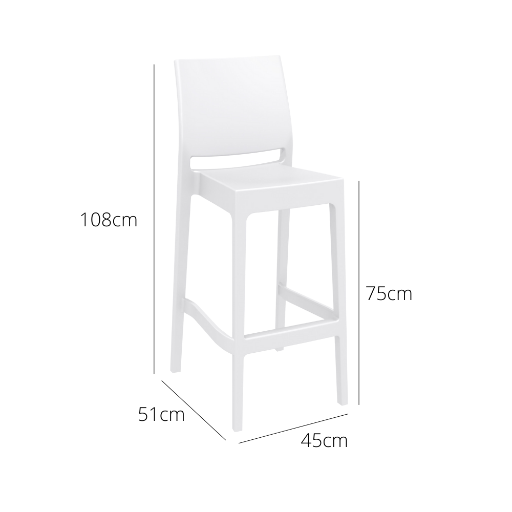 Outdoor Bar Stools - Canyon Outdoor Bar Stool White 75cm