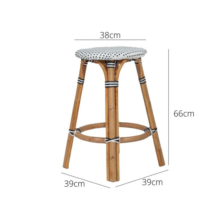 Bar Stools - Aleena Rattan Bar Stool Backless Black 66cm